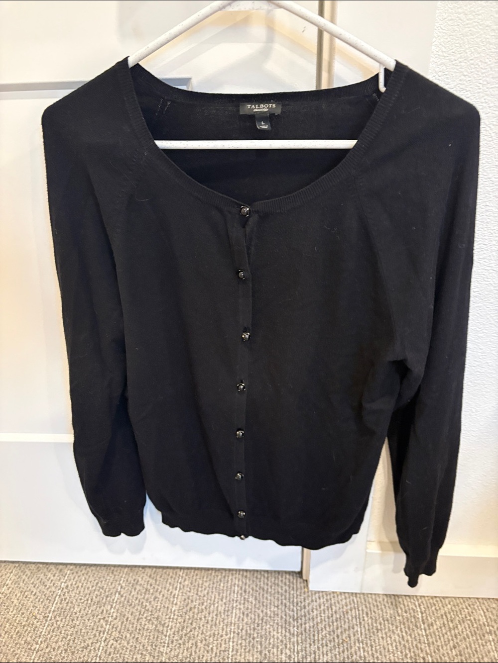 Talbots Black Button-Front Women's Sweater Top